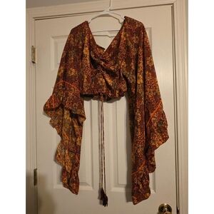 GardenBelle Organics Flowy Dramatically Large Bell Sleeve Blouse